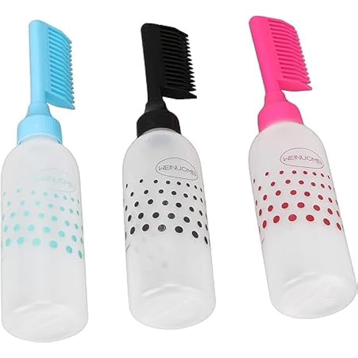 Multicolor Hair Dye Bottle with Applicator Brush Empty Refillable Dyeing Bottles Coloring Smudge Tool Hairdressing Styling Tools (blue dot) - Image 2